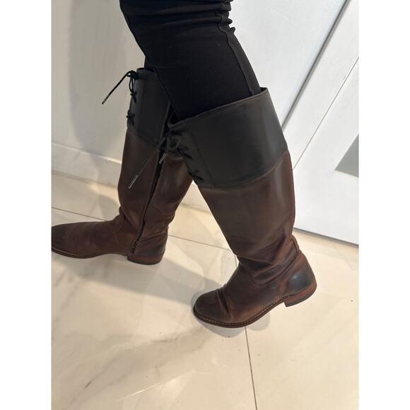 Wolverine Earhart Samantha Pleet Black Brown Riding Boots 7.5 Made in USA - Picture 9 of 16